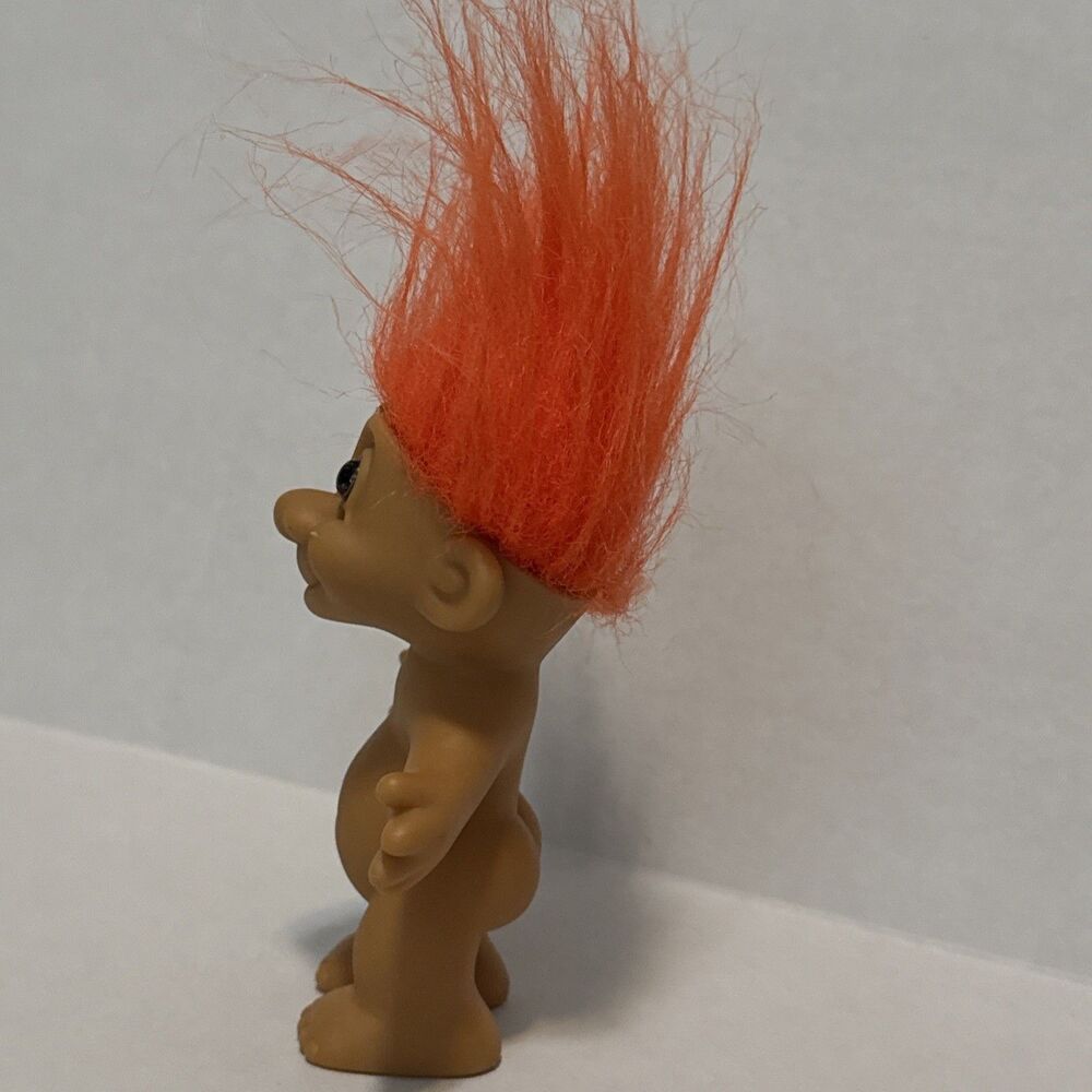 Vintage Russ Troll Orange Hair Brown Eyes 4” Figure Doll Nude 90s Collectible - Picture 4 of 10